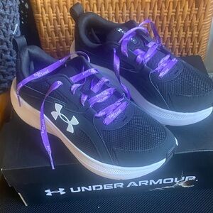 Under Armour Black Sneakers with Purple Laces